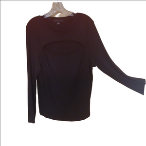 Black Long Sleeve Knit Top Cut-Out Neckline by Sanctuary for Nordstrom.